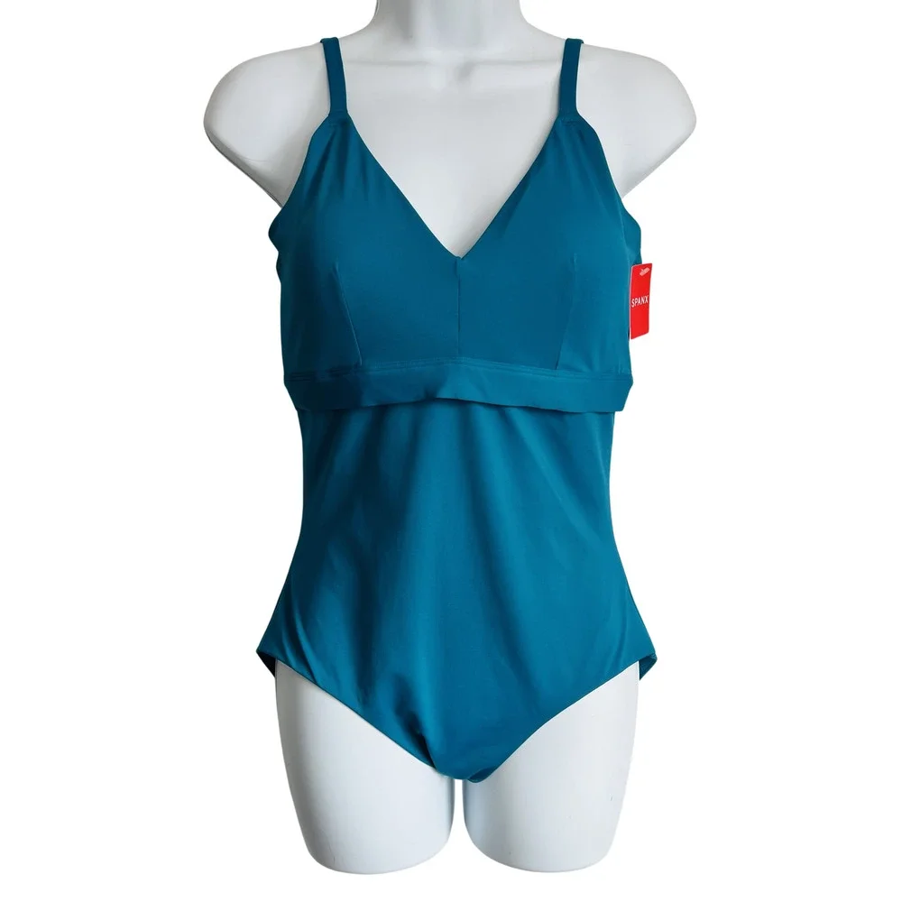 NWT Spanx Classic Swim One Piece Convertible Straps Tropical Teal size L